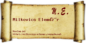 Milkovics Elemér névjegykártya