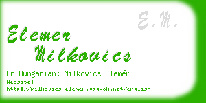 elemer milkovics business card